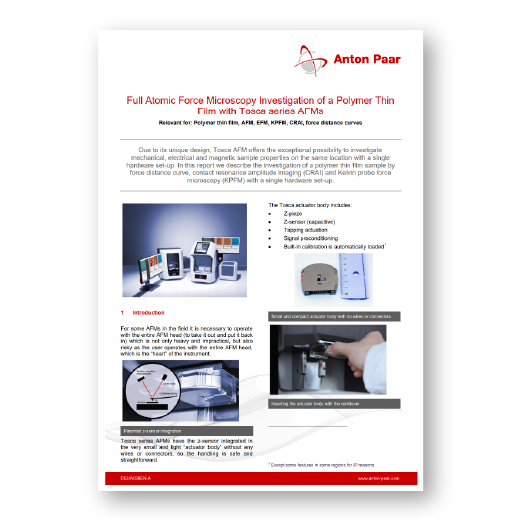 Full Atomic Force Microscopy Investigation of a Polymer Thin Film with Tosca series AFMs