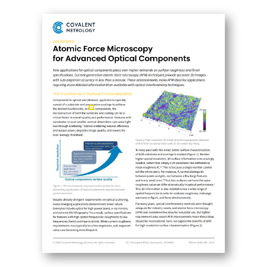 Atomic Force Microscopy for Advanced Optical Components