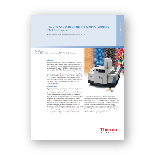 TGA-IR Analysis Using the OMNIC Mercury TGA Software