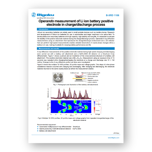 Operando measurement of Li ion battery positive electrode in charge/discharge process