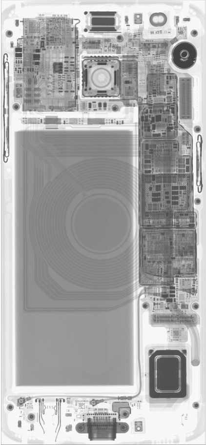 2D X-ray Radiograph of Cell Phone: View 1